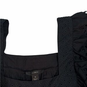 J.CREW Women Square neck eyelet tank in Black AW138 Size Medium